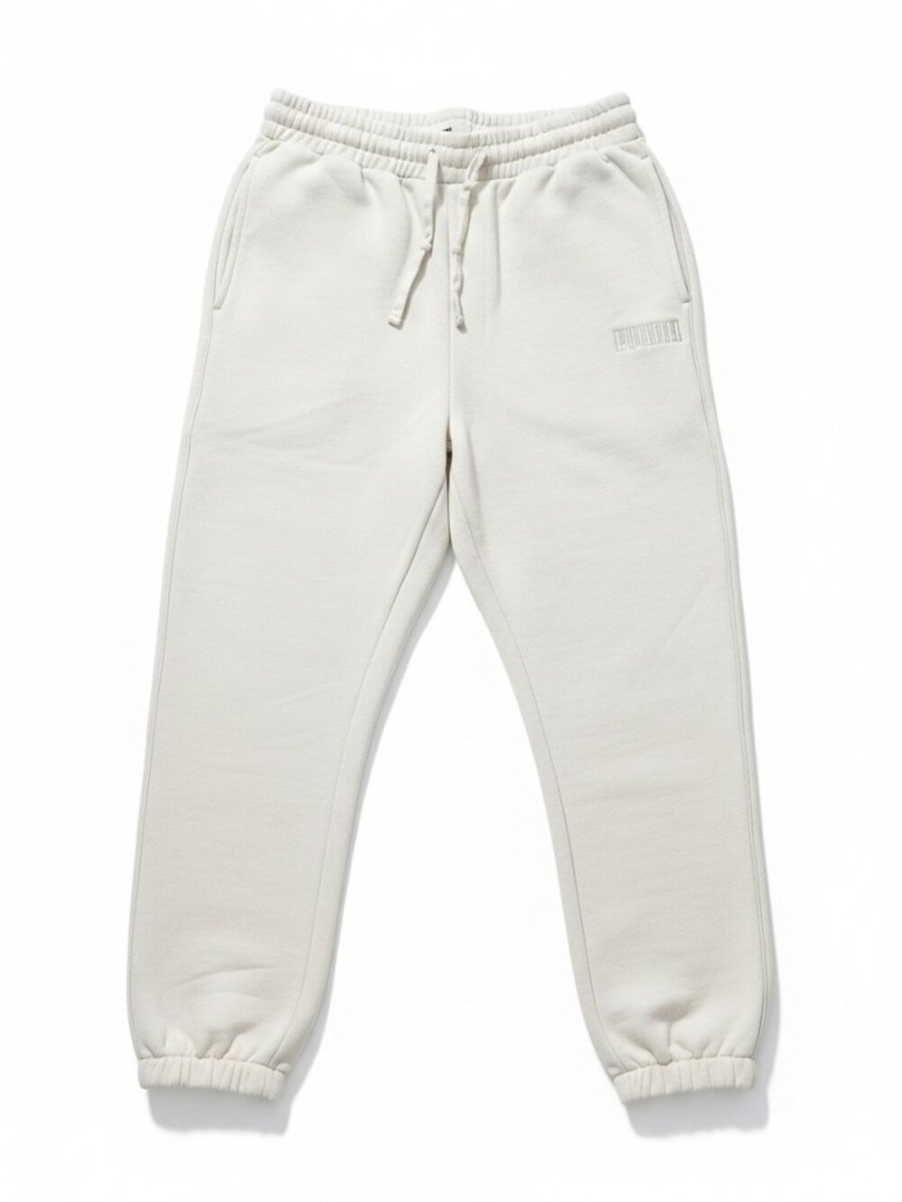 PUMA Soft touch Fleece Joggers Off White Cream Sweatpants Womens Size Large Pock